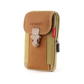 'HIM' Sport Belt Waist Canvas Bag (Color: Khaki, Direction: Vertical)