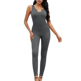Heart collar suspender pants jumpsuit 1 set (Color: DarkGrey, size: S)