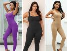 Square neckline suspender long pants jumpsuit 1 set