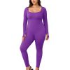 Square necked long sleeved pants jumpsuit 1 set