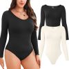 2-piece set Bikini shapewear long sleeved V-neck